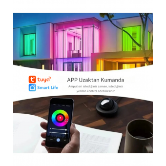 Akıllı Ampül 9W Mobil Uygulama Kontrollü Rgb Renkler Gece Lambası Çocuk Odası Dekoratif  