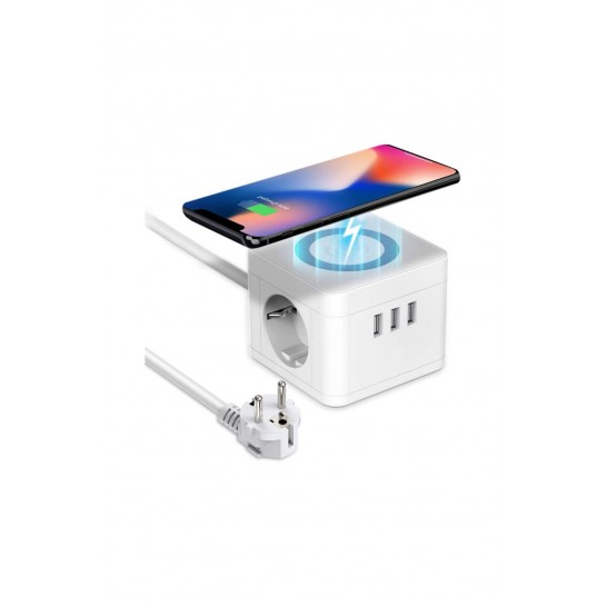 Akıllı Priz Kablosuz Magsafe Özellikli Akıllı Priz 2x Priz 3x USB 2.4 Amper