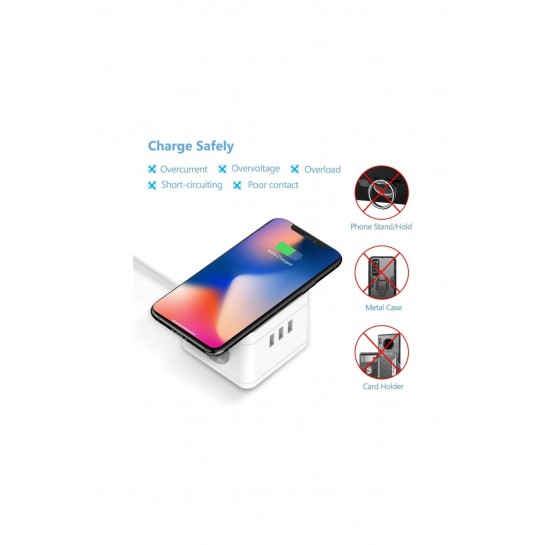 Akıllı Priz Kablosuz Magsafe Özellikli Akıllı Priz 2x Priz 3x USB 2.4 Amper