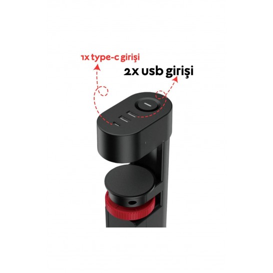 Akım Korumalı Priz Masa Kenarı Ayarlanabilir 3 Priz + 2 USB + 1 Type C Girişli Priz