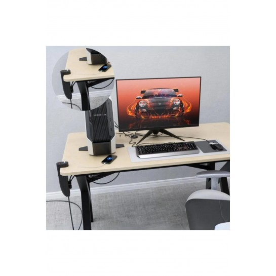 Akım Korumalı Priz Masa Kenarı Ayarlanabilir 3 Priz + 2 USB + 1 Type C Girişli Priz