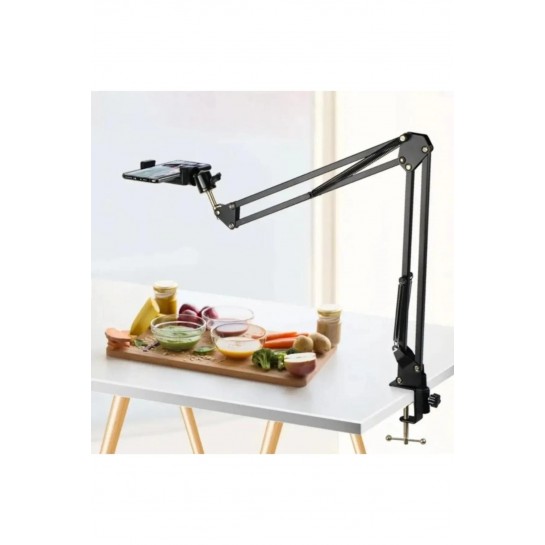 Alüminyum Telefon Tablet Tutucu Masaya Sabitlenebillir Mengeneli Tutucu Stand Ayarlanabilir 360°