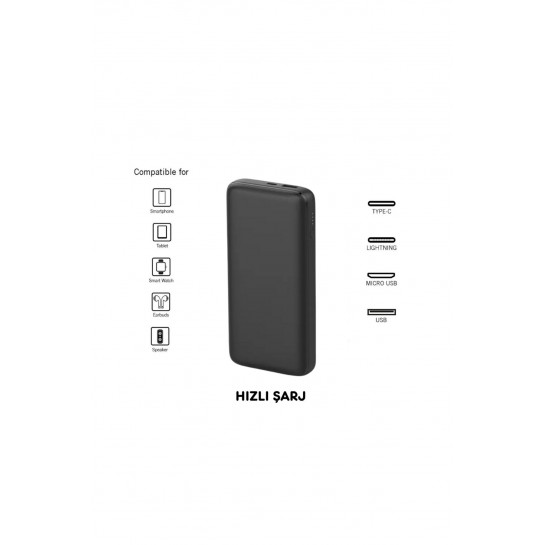 Ape 10.000 Mah Pro Powerbank Taşınabilir Şarj Cihazı Hızlı Şarj 2xUSB Type-c Mikro