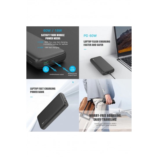 Ape 10.000 Mah Pro Powerbank Taşınabilir Şarj Cihazı Hızlı Şarj 2xUSB Type-c Mikro