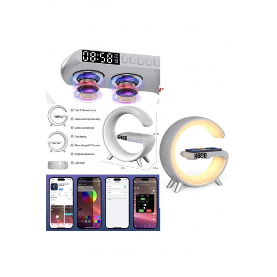 Ape Bluetooth Hoparlör 15w Hızlı Şarj Gece Lambası Alarm Özel Asistan Led Ambiance Google