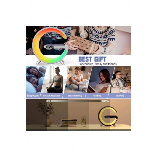 Ape Bluetooth Hoparlör 15w Hızlı Şarj Gece Lambası Alarm Özel Asistan Led Ambiance Google