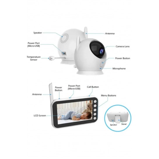 Ape Lcd Ekranlı Gece Görüşlü Bebek Monitörü Bebek Izleme Kamerası Oda Sıcaklığı Kontrollü Kablosuz Ape Lcd Ekranlı Gece Görüşlü Bebek Monitörü Bebek Izleme Kamerası Oda Sıcaklığı Kontrollü Kablosuz