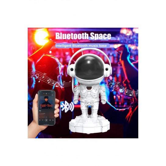 Astronot Projektör Bluetooth Hoparlör Yıldız Işıklı Galaksi Samanyolu Led Işık Lamba Kumandalı