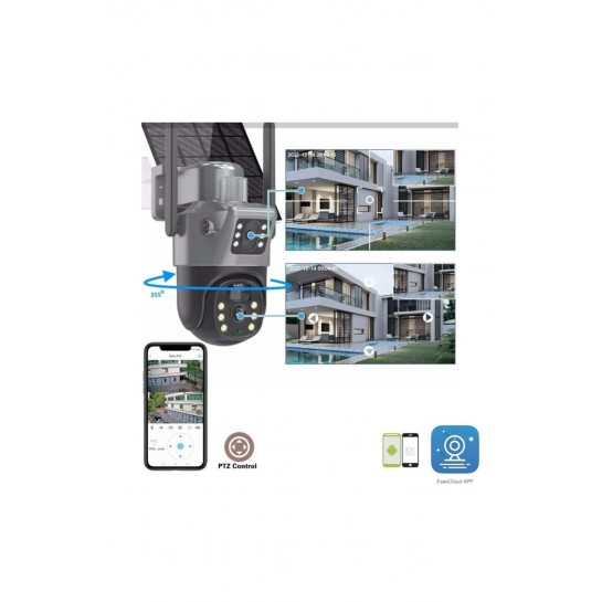 SolarPro 4G Güneş Enerjili Dual Lens 360° Görüş Akıllı Güvenlik Kamerası Uzaktan İzleme Blic SolarPro 4G Güneş Enerjili Dual Lens 360° Görüş Akıllı Güvenlik Kamerası Uzaktan İzleme Blic