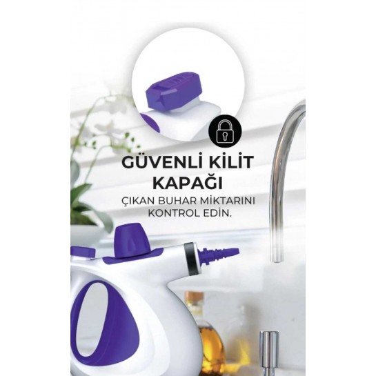 Buharlı Temizlik Makinesi El Tipi 1050W 6 Başlıklı Taşınabilir Buhar Makinesi Auhma