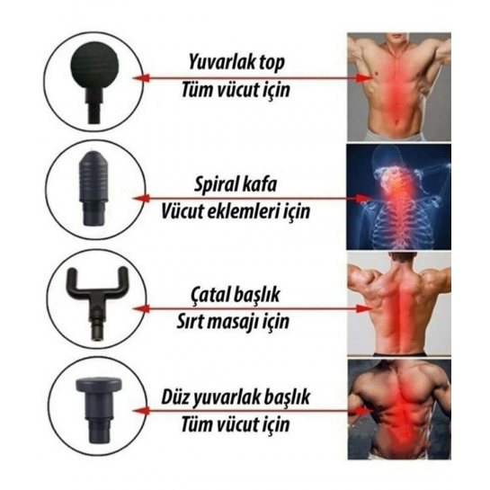Darbeli Titreşimli Şarjlı Sporcu Masaj Tabancası Masaj Aleti Kas Rahatlatıcı Egzersiz Alet