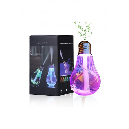 Hava Nemlendirici Ampül Görünümlü Aksesuarlı 400Ml 7 Renk Led Işıklı Oda Nemlendirici Masa Üstü
