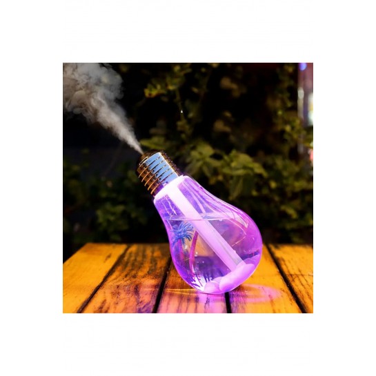Hava Nemlendirici Ampül Görünümlü Aksesuarlı 400Ml 7 Renk Led Işıklı Oda Nemlendirici Masa Üstü