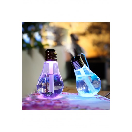 Hava Nemlendirici Ampül Görünümlü Aksesuarlı 400Ml 7 Renk Led Işıklı Oda Nemlendirici Masa Üstü