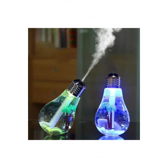 Hava Nemlendirici Ampül Görünümlü Aksesuarlı 400Ml 7 Renk Led Işıklı Oda Nemlendirici Masa Üstü