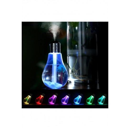 Hava Nemlendirici Ampül Görünümlü Aksesuarlı 400Ml 7 Renk Led Işıklı Oda Nemlendirici Masa Üstü