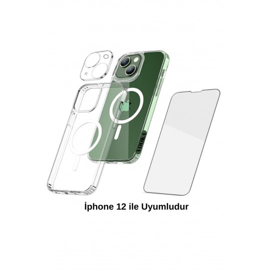 Iphone 12 Uyumlu Magsafe Kılıf + Ekran Koruyucu + Kamera Koruyucu 360° Tam Koruma 3in1 Iphone 12 Uyumlu Magsafe Kılıf + Ekran Koruyucu + Kamera Koruyucu 360° Tam Koruma 3in1
