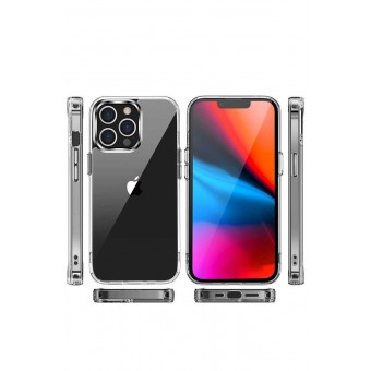 Iphone 14 Pro Max Uyumlu Kılıf Darbe Emici Şeffaf Pürüzsüz Esnek Kenar Sert Tpu Silikon Olex