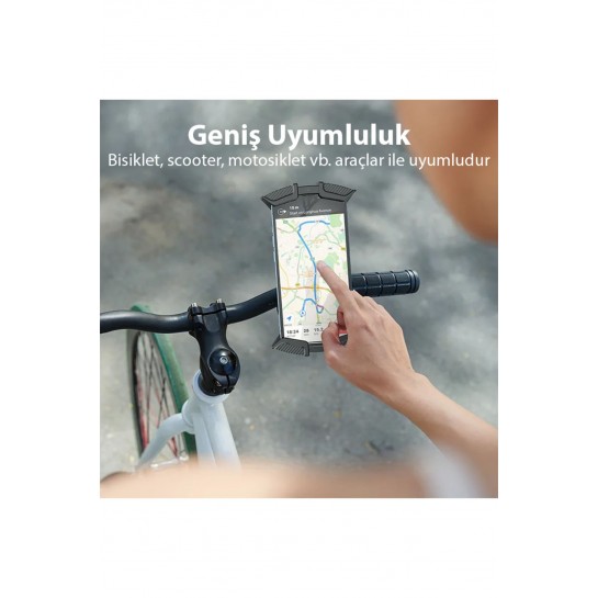Motor Bisiklet Gidonu İçin Telefon Tutucu 360 Darbe Emici Scooter 