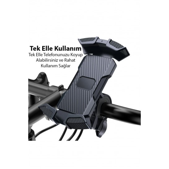 Motor Bisiklet Gidonu İçin Telefon Tutucu 360 Darbe Emici Scooter 
