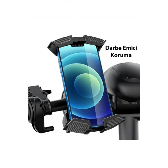Motor Bisiklet Gidonu İçin Telefon Tutucu 360 Darbe Emici Scooter 
