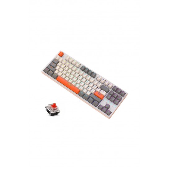 K87 Pro Red Switch Mini Rgb Oyun Klavyesi Gaming Mekanik 87 Tuşlu 22 Rgb Led Usb Tip-c Kablosu