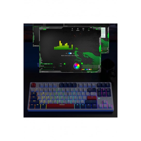 K87 Pro Red Switch Mini Rgb Oyun Klavyesi Gaming Mekanik 87 Tuşlu 22 Rgb Led Usb Tip-c Kablosu