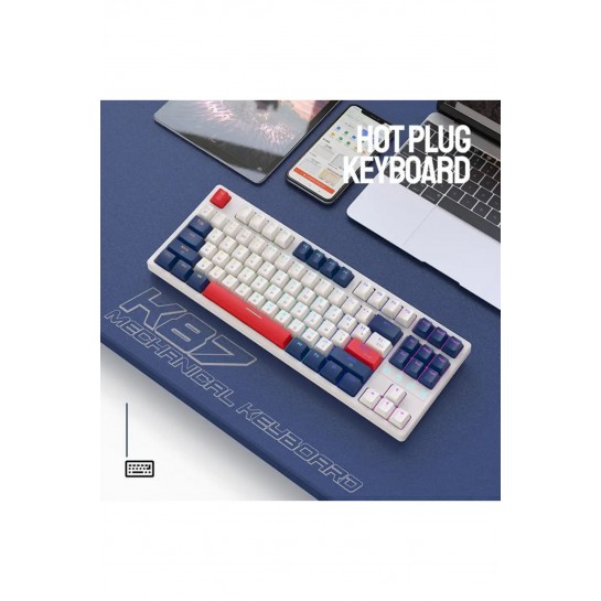 K87 Pro Red Switch Mini Rgb Oyun Klavyesi Gaming Mekanik 87 Tuşlu 22 Rgb Led Usb Tip-c Kablosu