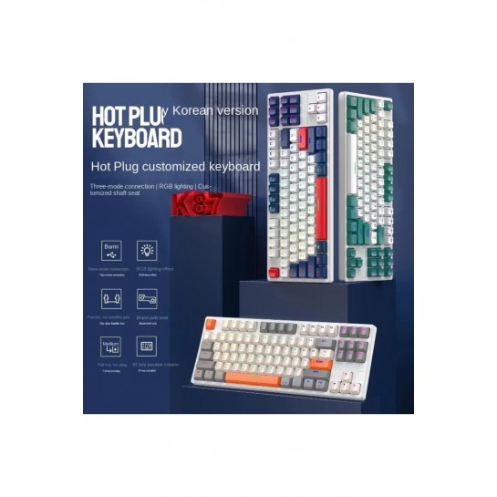 K87 Pro Red Switch Mini Rgb Oyun Klavyesi Gaming Mekanik 87 Tuşlu 22 Rgb Led Usb Tip-c Kablosu