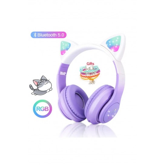 Kedi Kulaklık Pro 5.3 Akıllı Rgb Led Detaylı Bluetooth Kablosuz Kulaklık Çocuk Oyuncu Yeni
