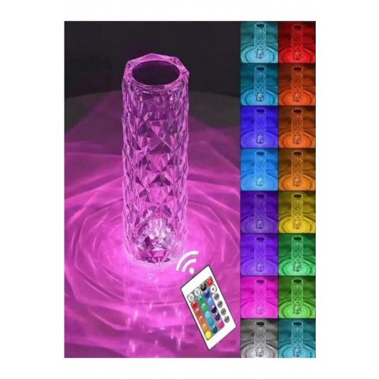 Kristal Elmas Dokunmatik Usb Sarjlı Rgb Kumandalı Masa Lambası