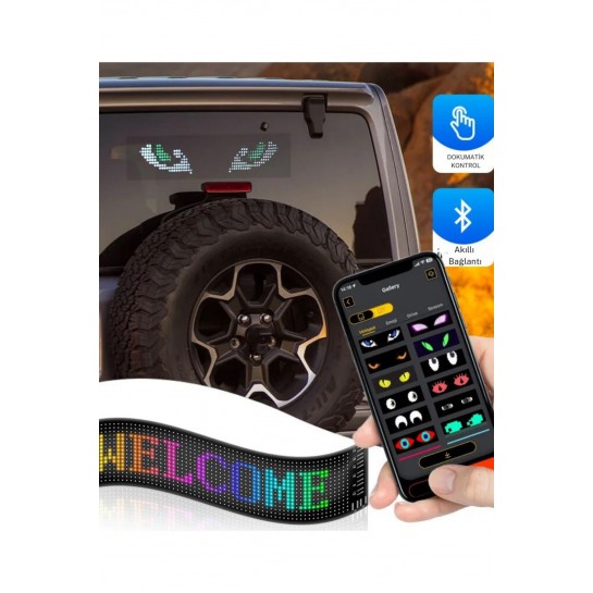 Led Panel Dijital Ekran Kumandalı Mobil Uygulamalı Kayar Rgb Led Araç Ofis Parti Iş 16x96