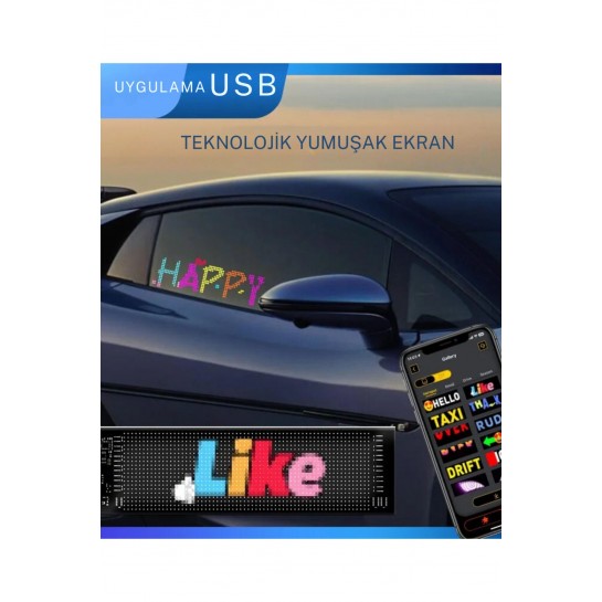 Led Panel Dijital Ekran Kumandalı Mobil Uygulamalı Kayar Rgb Led Araç Ofis Parti Iş 16x96
