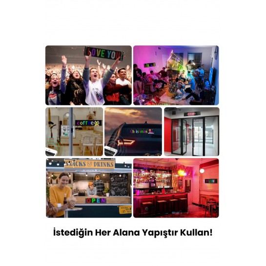 Led Panel Dijital Ekran Kumandalı Mobil Uygulamalı Kayar Rgb Led Araç Ofis Parti Iş 16x32 