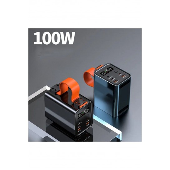 Powerbank 30.000 mAH 2x USB-C+2xUSB-A+1xDC Çıkışlı 100W Macbook Laptop Şarj Edilebilir Profesyonel Şarj