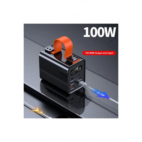 Powerbank 30.000 mAH 2x USB-C+2xUSB-A+1xDC Çıkışlı 100W Macbook Laptop Şarj Edilebilir Profesyonel Şarj