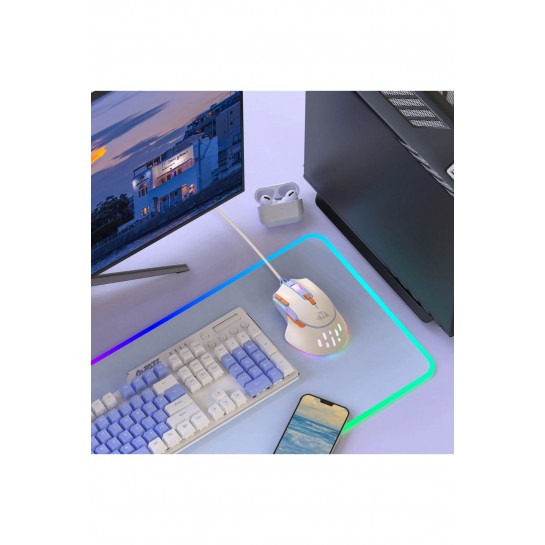 M2 Kablolu Espor Oyuncu Mouse RGB 12800 DPI Ledli Gaming Mouse Software 9 Makro Sensor