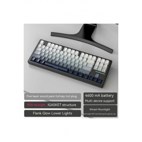 M87 Klavye Metal Gövde 87 Hot Swapp Tuş Rgb Tasarım Kablosuz Bluetooth Yedek Tuş