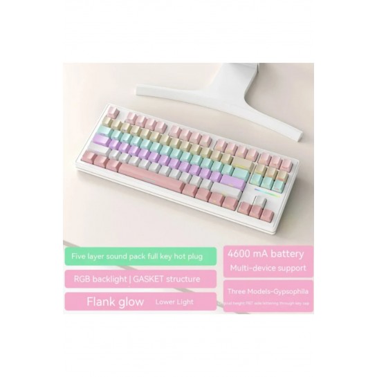 M87 Klavye Metal Gövde 87 Hot Swapp Tuş Rgb Tasarım Kablosuz Bluetooth Yedek Tuş