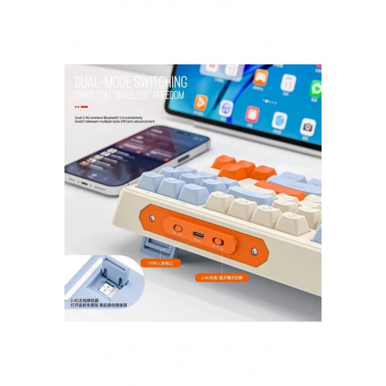 M87 Klavye Metal Gövde 87 Hot Swapp Tuş Rgb Tasarım Kablosuz Bluetooth Yedek Tuş