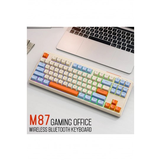 M87 Klavye Metal Gövde 87 Hot Swapp Tuş Rgb Tasarım Kablosuz Bluetooth Yedek Tuş