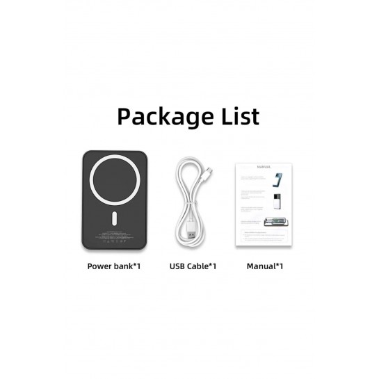 Magsafe 5000 mAh Battery Pack Iphone Uyumlu Powerbank Magsafe Powerbank Kablosuz Şarj Cihazı Şarj