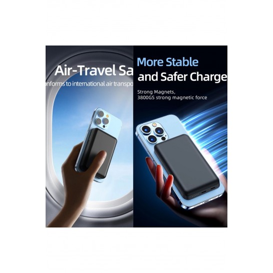 Magsafe 5000 mAh Battery Pack Iphone Uyumlu Powerbank Magsafe Powerbank Kablosuz Şarj Cihazı Şarj