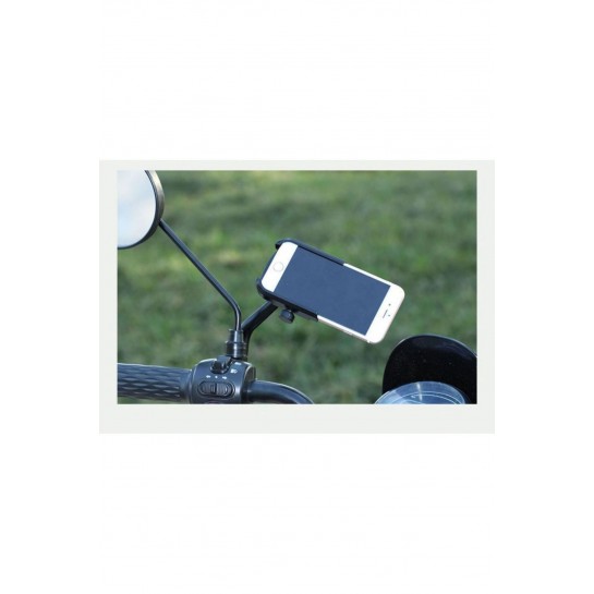 Metal Ayna ve Gidon Bağlantılı Metal Motorsiklet Telefon Tutucu