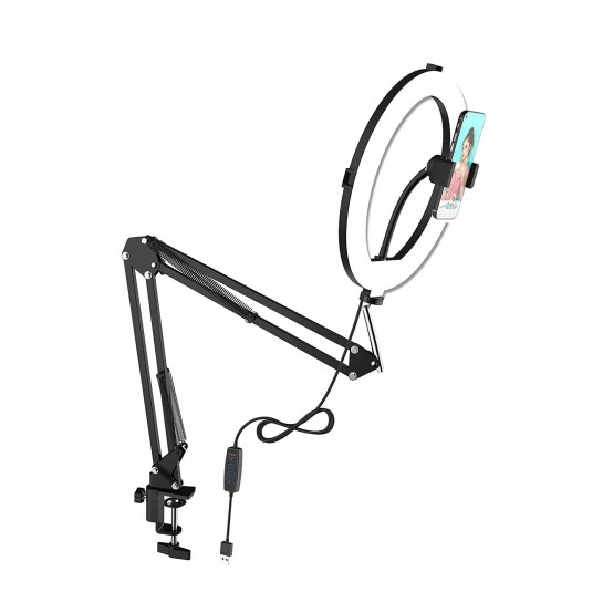 Metal Flexible Masaüstü Sıkıştırmalı Youtuber Ring Light Led Selfie Çalışma Işığı 10 Inç Halka