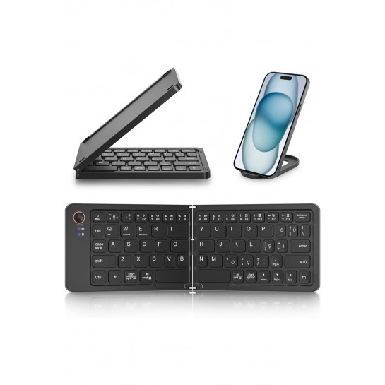 Mini Katlanabilir Bluetooth Klavye ve Telefon Standı iPad Mac Android Windows Uyumlu Z671 Mini Katlanabilir Bluetooth Klavye ve Telefon Standı iPad Mac Android Windows Uyumlu Z671