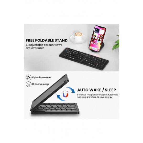 Mini Katlanabilir Bluetooth Klavye ve Telefon Standı iPad Mac Android Windows Uyumlu Z671 Mini Katlanabilir Bluetooth Klavye ve Telefon Standı iPad Mac Android Windows Uyumlu Z671