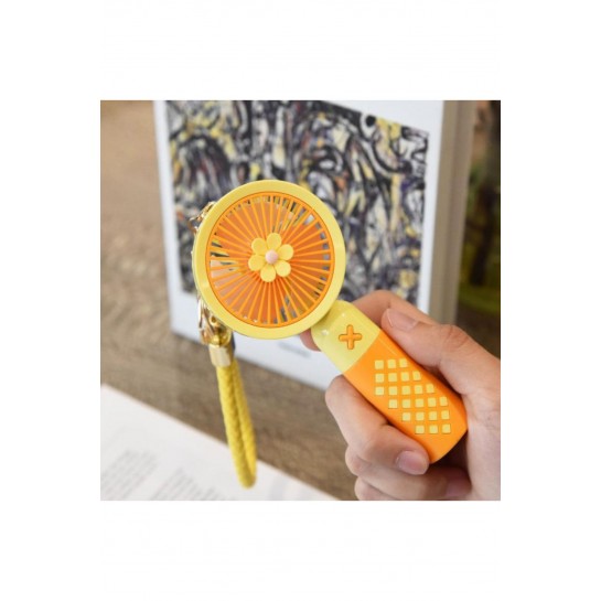 Mini Vantilatör Şarjlı Mini Fan 500 mAh Yüksek Fan Gücü Tutmalı Deri Anahtarlıklı Fan Mini Vantilatö