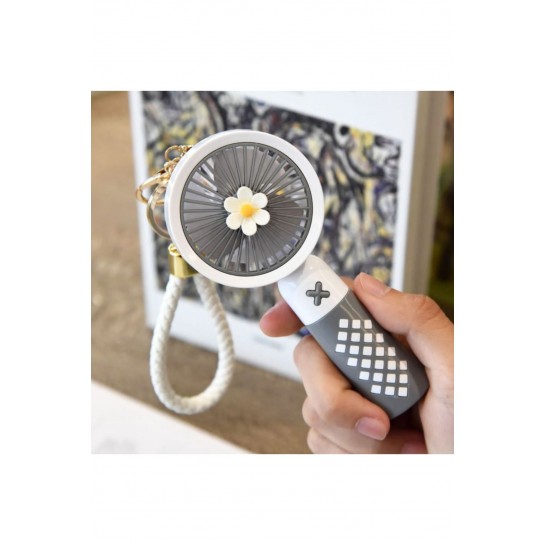 Mini Vantilatör Şarjlı Mini Fan 500 mAh Yüksek Fan Gücü Tutmalı Deri Anahtarlıklı Fan Mini Vantilatö