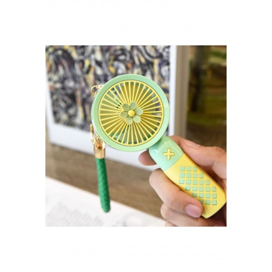 Mini Vantilatör Şarjlı Mini Fan 500 mAh Yüksek Fan Gücü Tutmalı Deri Anahtarlıklı Fan Mini Vantilatö